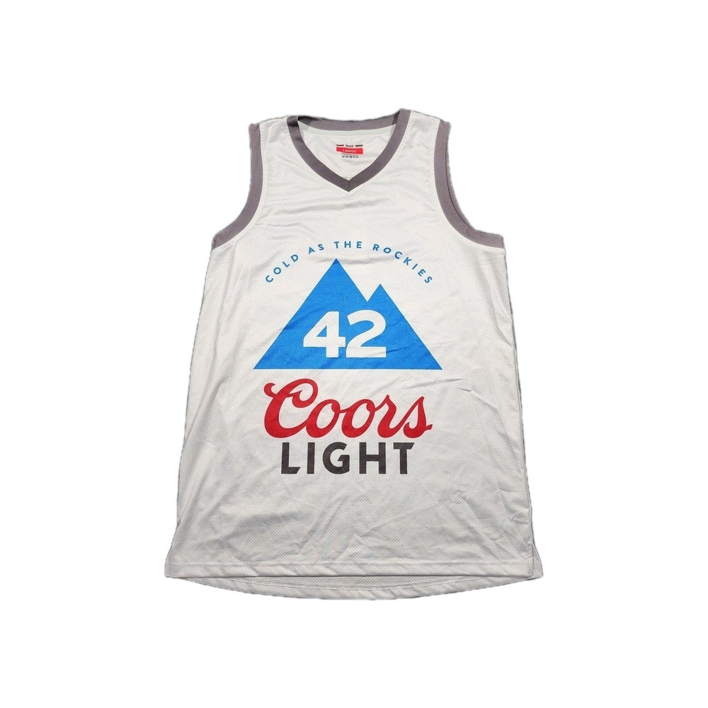 Coors Light Chill #42 Basketball Jersey Men's Size L White "Cold As The Rockies"